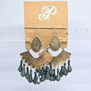 Plunder BELLARAE Teal Chandelier Statement Earrings NEW Boho Bohemian Fall